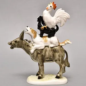 Авторская Фарфоровая Статуэтка «Бременские музыканты», Hutschenreuther, Германия -1955 год.