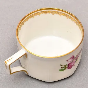 Антикварная Кофейная пара «Букет с тюльпаном», Фарфор Moschendorf AG Германия, 1910 - 1935 годы. 