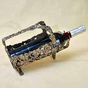 Антикварная Металлическая Подставка «Виноградная Лоза» для винной бутылки, Франция.