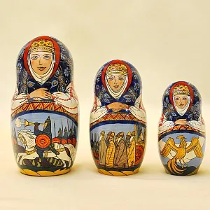 Русский Сувенир Матрёшка - Авторская роспись - «Сказка о Золотом Петушке», Дерево - Россия -1995 год. 