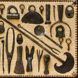 Настенное Коллекционное Панно - Картина «Старинная Кухонная и Домашняя утварь». Россия XIX век.