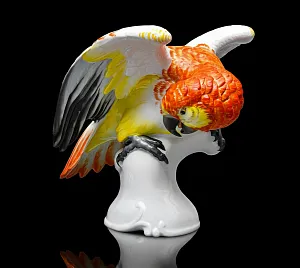 Авторская Фарфоровая статуэтка «ПОПУГАЙ Оранжево - Желтый», ROSENTHAL Германия - 1938 год. 