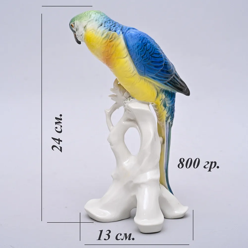 Птица - Фарфоровая статуэтка «Синий Попугай», Karl Ens Германия, 50-е гг.