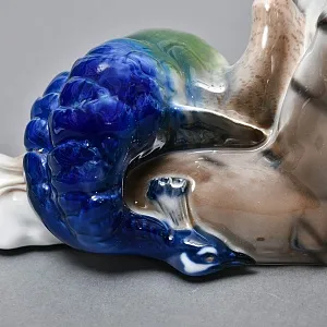 Большая! Авторская Фарфоровая статуэтка «Тигр с павлином», ROSENTHAL Германия, 1919 - 1934 годы. 