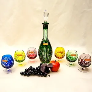 Набор для коньяка Графин и 6-ть Бокалов серия «NIERSTEIN» Цветной Хрусталь, NACHTMANN Германия.