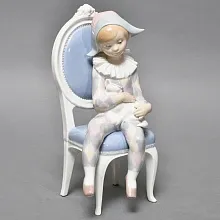 Коллекционная Фарфоровая статуэтка «Маленький Арлекин с кошкой», Lladro (Лядро) Испания.