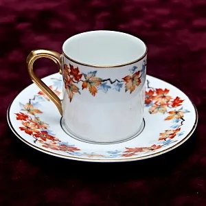 Фарфоровая Кофейная Пара «Кленовые листья», Бавария, Германия вторая половина ХХ века.-копия