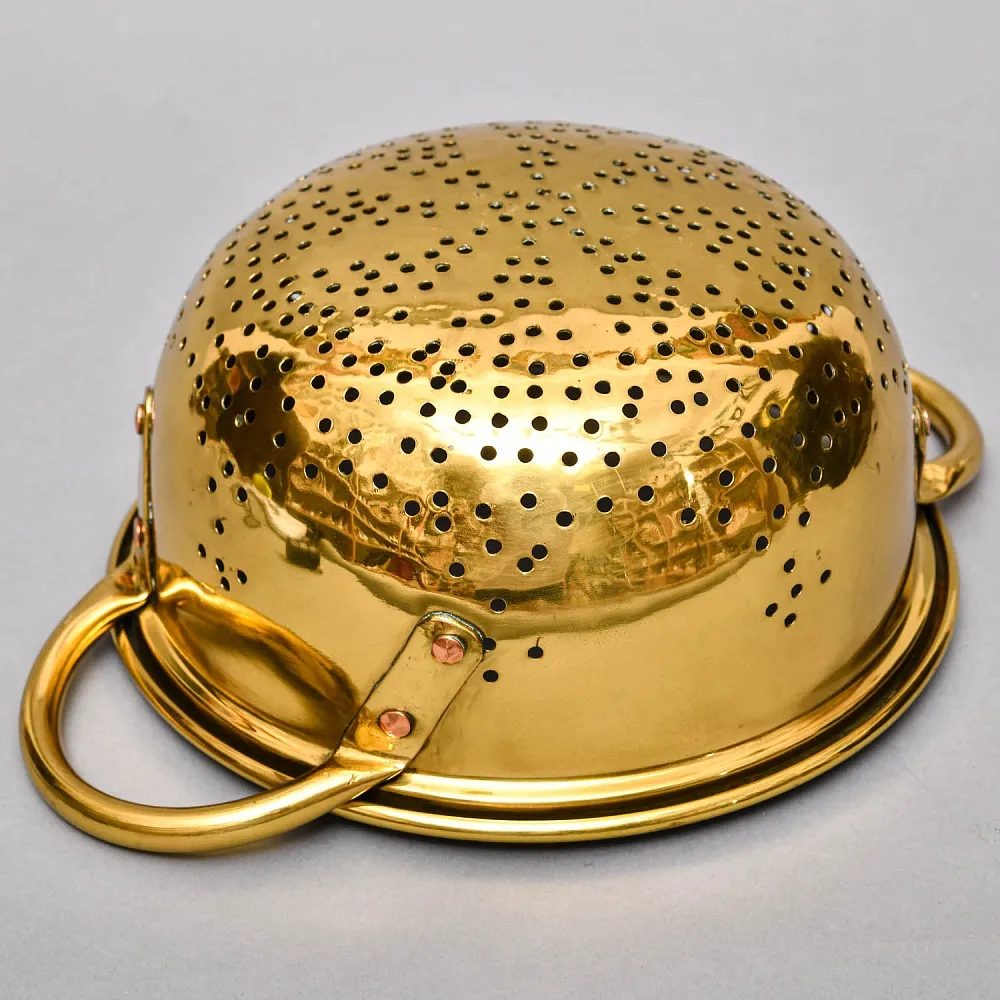 Антикварный Глубокий Латунный Дуршлаг - Сито - Сотейник Франция начало ХХ века.