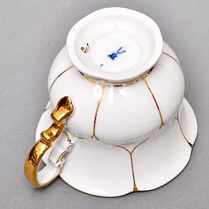 Чайный Набор на 6-ть персон «Белое Золото», Фарфор MEISSEN, Германия - 70-е годы ХХ века.