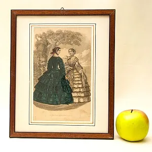 Старинная Цветная Гравюра - Картина из серии МОДА 19 ВЕКА, Франция.