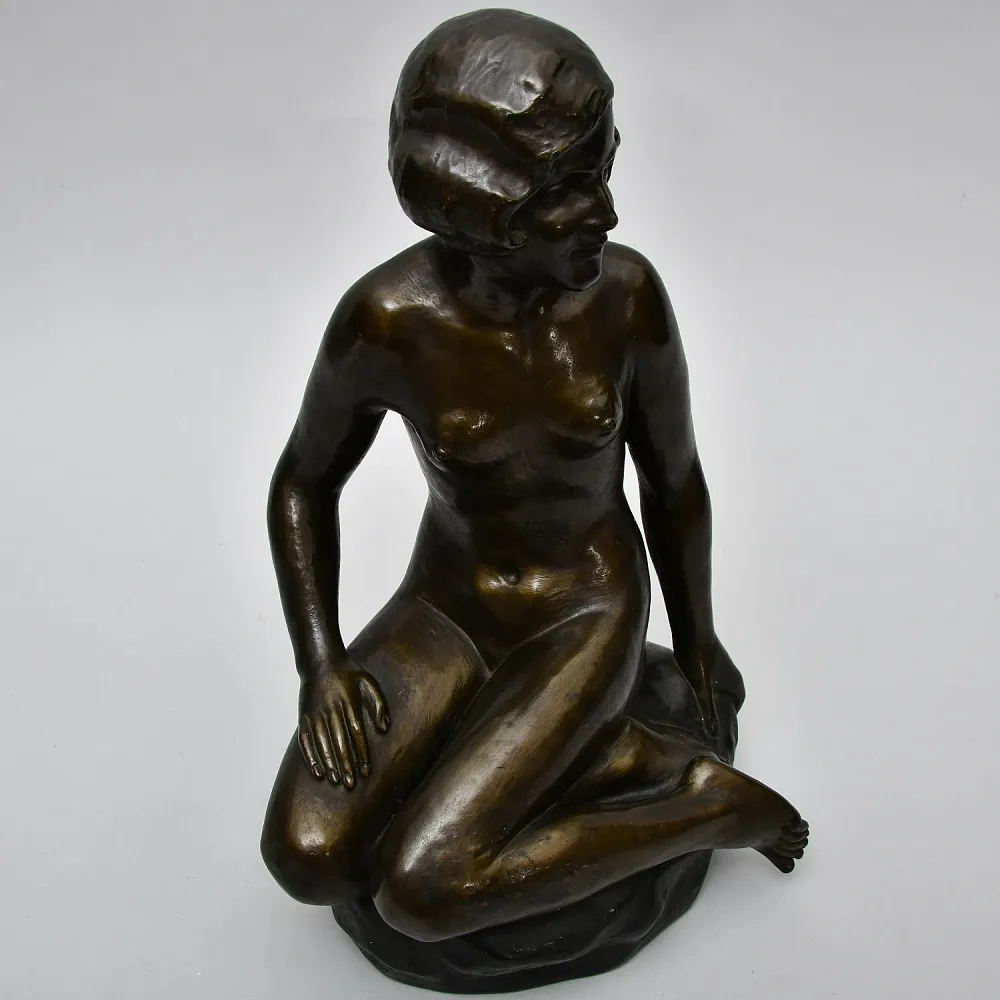 Большая Фарфоровая Статуэтка «Обнаженная Девушка», Otto Poertzel Германия, первая половина ХХ века.