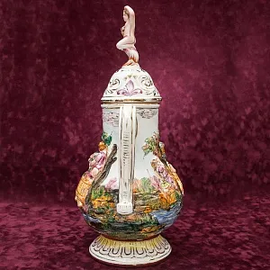 Большой Декоративный Кувшин - Ваза «Райский Сад», Фаянс Capodimonte / Каподимонте Италия Н-53 см.