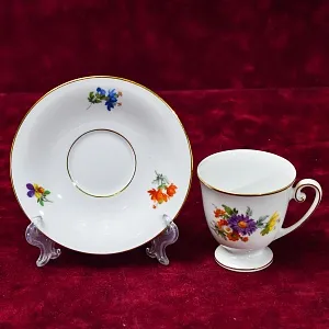 Коллекционная Кофейная Пара «Летний букет», фарфор Tirschenreuth, Германия -70 гг.