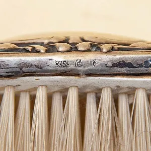 Антикварный Дамский набор для туалетного столика - 4 предмета, Серебро, Англия - начало ХХ века. 