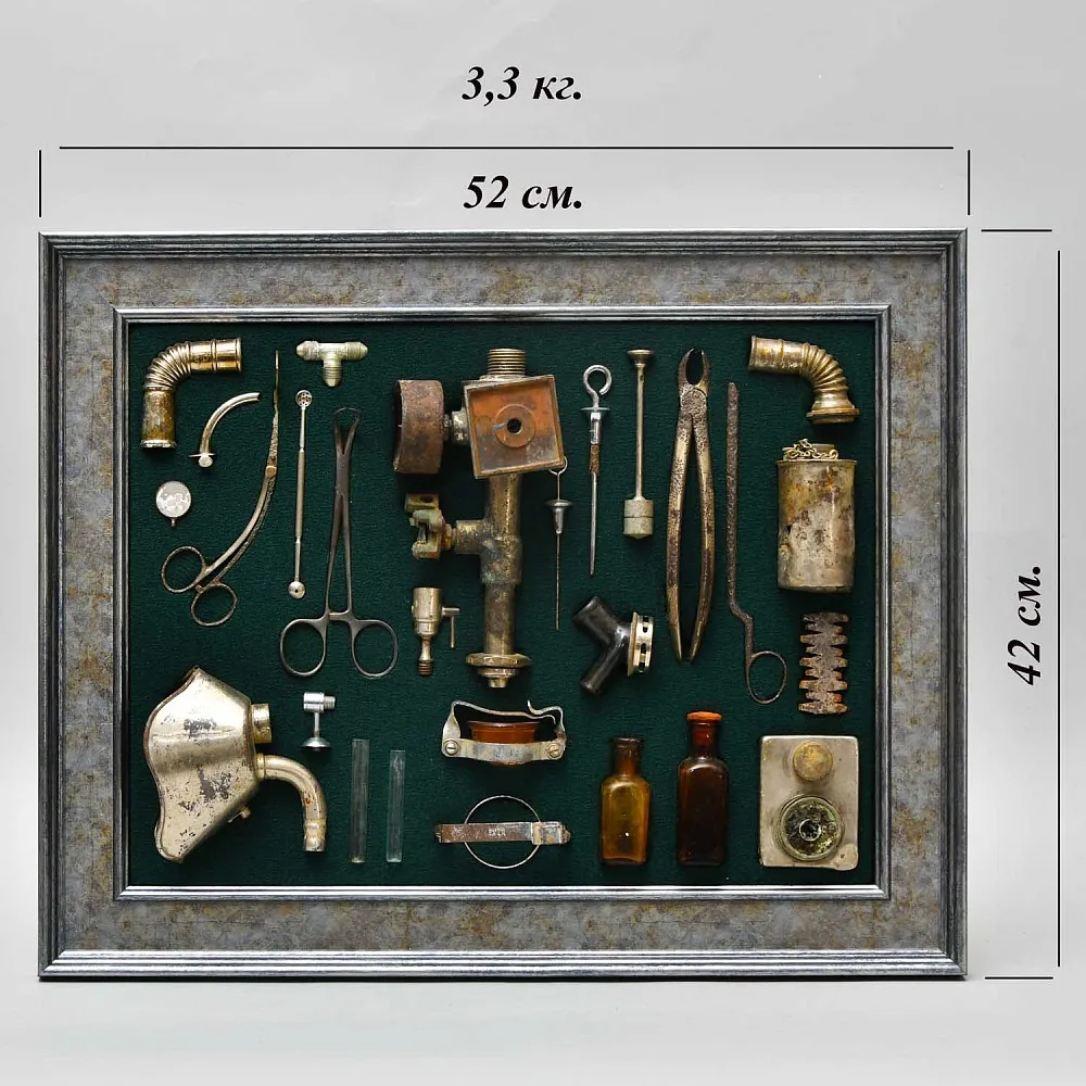 Коллекционное Настенное Панно - Картина «Медицинские Приборы», СССР -40гг. ХХ века.