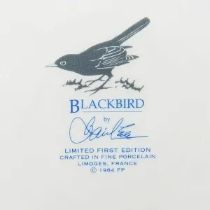 Коллекционная Тарелка «Черный Дрозд» Фарфор Лимож Limoges Франция 1984 год.