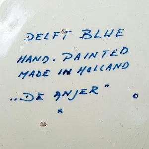 Декоративное Блюдо - Тарелка «ПЕЙЗАЖ С МЕЛЬНИЦАМИ», роспись, фарфор DELFT Blau, d-30 см.