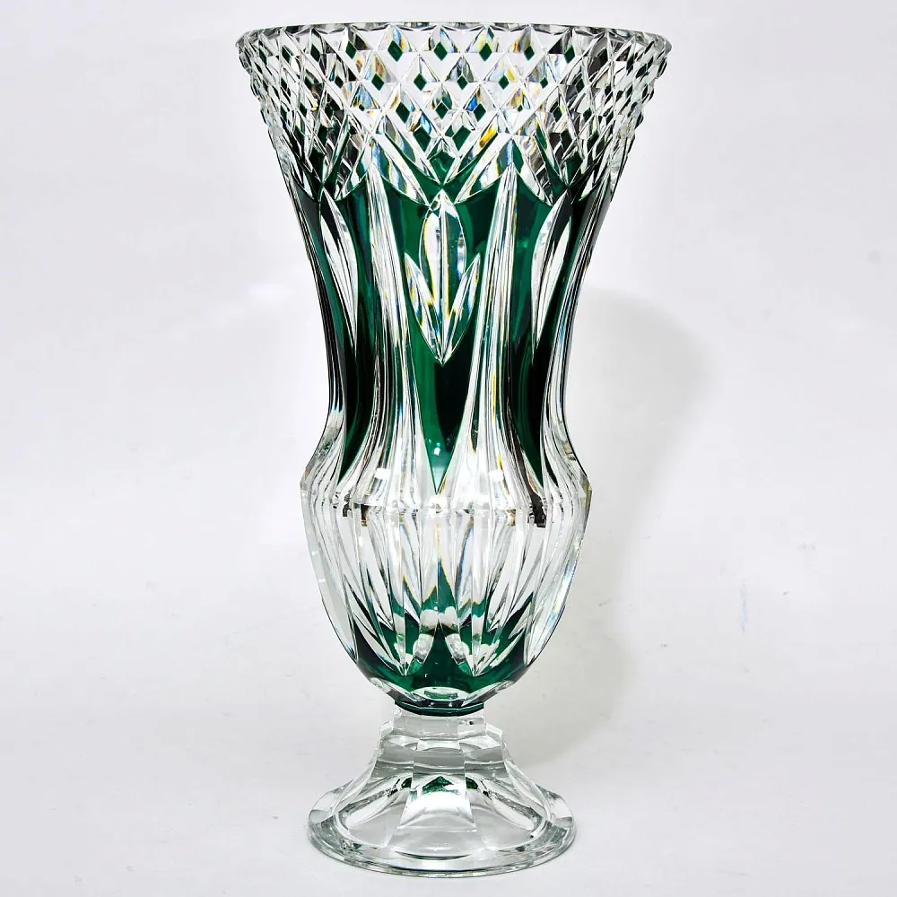 Редкость! Ваза на ноге Зелёного Цвета, Хрусталь VAL SAINT LAMBERT Бельгия 50гг.