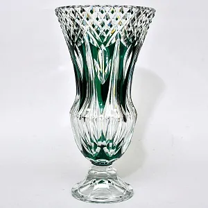 Редкость! Ваза на ноге Зелёного Цвета, Хрусталь VAL SAINT LAMBERT Бельгия 50гг.