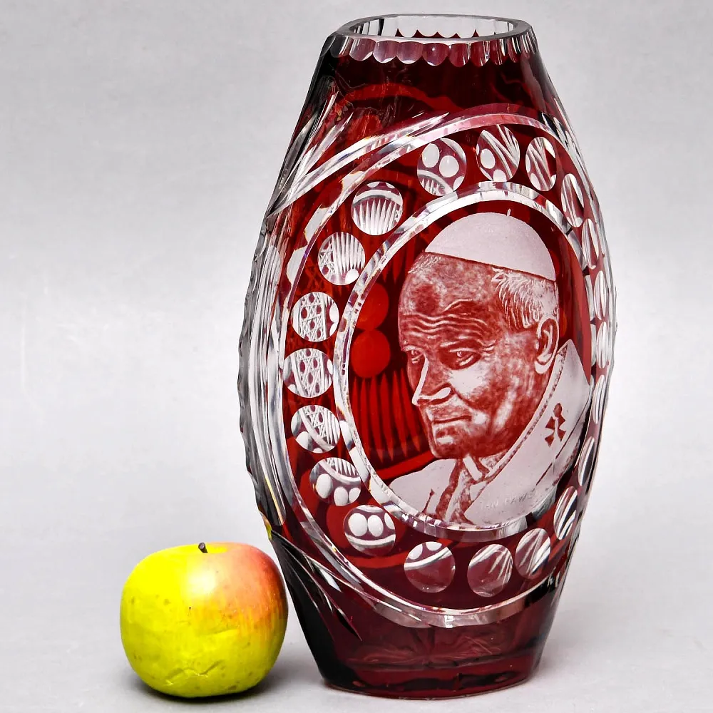 Редкость! Коллекционная Ваза «Папа Римский - Иоанн Павел II», Хрусталь SCHONBORNER, Германия -1978 г.