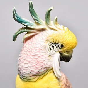 Птица - Фарфоровая статуэтка «Попугай Желто - Розовый Какаду» Н -19 см., Karl Ens Германия.