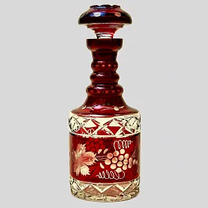 Графин и Четыре Стакана «Виноград» из Цветного Хрусталя DOROTHEENHUTTE Западная Германия 60гг.