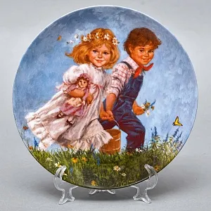 Коллекционная Фарфоровая Тарелка «Джек и Джилл. На прогулке», RECO США -1986 год. 