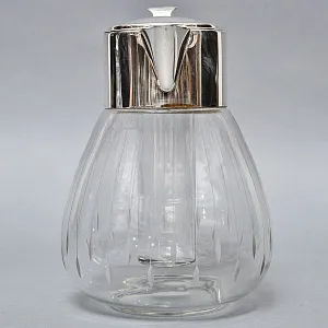 Винтажный Стеклянный Кувшин - Графин на 3 литра с Колбой для льда, Silverplated Германия. 