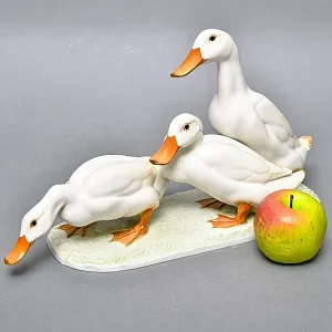 Большая Коллекционная Фарфоровая статуэтка «Три белые утки», Hutschenreuther Германия.