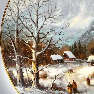 Коллекционная Фарфоровая тарелка «Церковь в долине», Tirschenreuth Германия - 1990 год. 