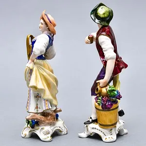 Парные Фарфоровые статуэтки «Молодое вино. Садовник и Садовница», RUDOLF KAMMER Германия - 50гг.