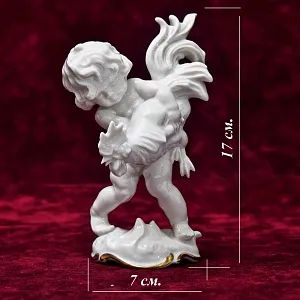 Авторская Фарфоровая Статуэтка «Путти с петухом», Hutschenreuther, Германия - 1955 год.