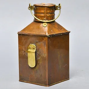 Старинный Медный Керосиновый «Сигнальный Корабельный Фонарь», Англия начало ХХ века.