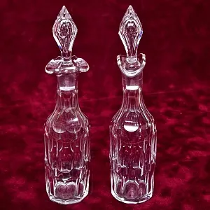 Винтажный Набор для Специй и Соусов на деревянной подставке, Хрусталь Франция 50 -е годы.