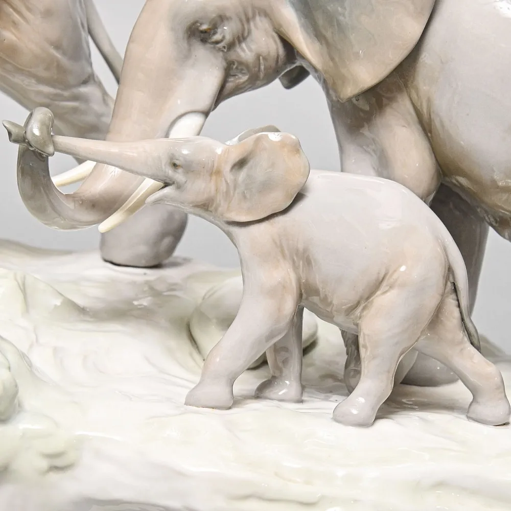 Редкая Коллекционная Фарфоровая Статуэтка «Слоны - Семья», Lladro, Испания -1977 год.