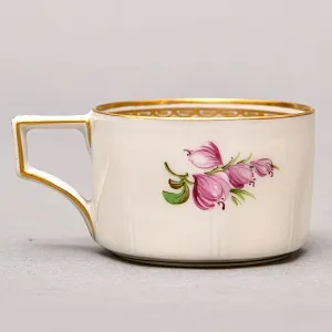 Антикварная Кофейная пара «Букет с тюльпаном», Фарфор Moschendorf AG Германия, 1910 - 1935 годы. 