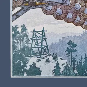 Агитационное Настенное Панно - Картина - Иллюстрация «Электрики - Монтажники», СССР - 60-е гг.