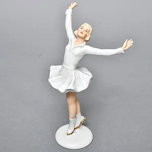 Коллекционная Фарфоровая статуэтка «Девушка фигуристка», Schau Bach Kunst Германия, 1953 - 1962 годы.