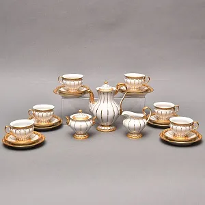 Редкость! Фарфоровый Кофейный сервиз на 6 персон - 21 предмет, Х форма MEISSEN, Германия.