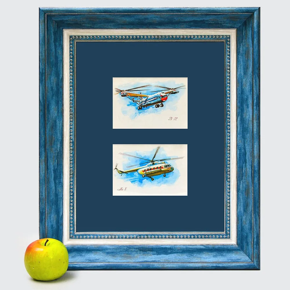 Агитационное Настенное Панно - Картина - Рисунок «Авиация - Вертолёты» СССР - 1976 год.