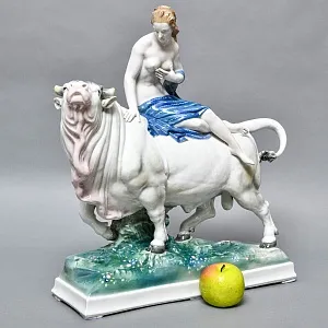 Редкость! Очень Большая Фарфоровая статуэтка «ПОХИЩЕНИЕ ЕВРОПЫ», Karl Ens Германия, начало ХХ века. 