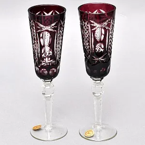 Пара фужеров для шампанского серия «Monte Carlo» Аметистовый хрусталь, NACHTMANN Германия, 60-е годы. 