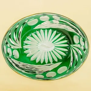 Винтажная Вазочка - Конфетница «Лодочка» Цветной Хрусталь, BEYER, Германия 70-е гг.