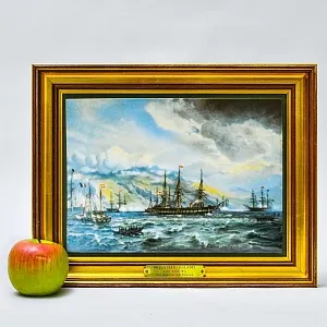 Фарфоровый Пласт - Картина - Панно «Фрегат Юлланд в Исландии», B&G Copenhagen Porcelain Дания.