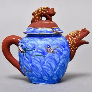 Чайный Сервиз на 6 персон «Синий Дракон», Фарфор SATSUMA Япония, середина ХХ века. 