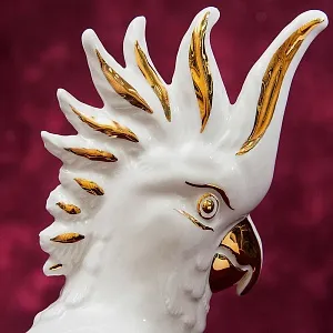 Авторская Коллекционная Фарфоровая Статуэтка «Птица -Попугай - Белый Какаду» Россия.