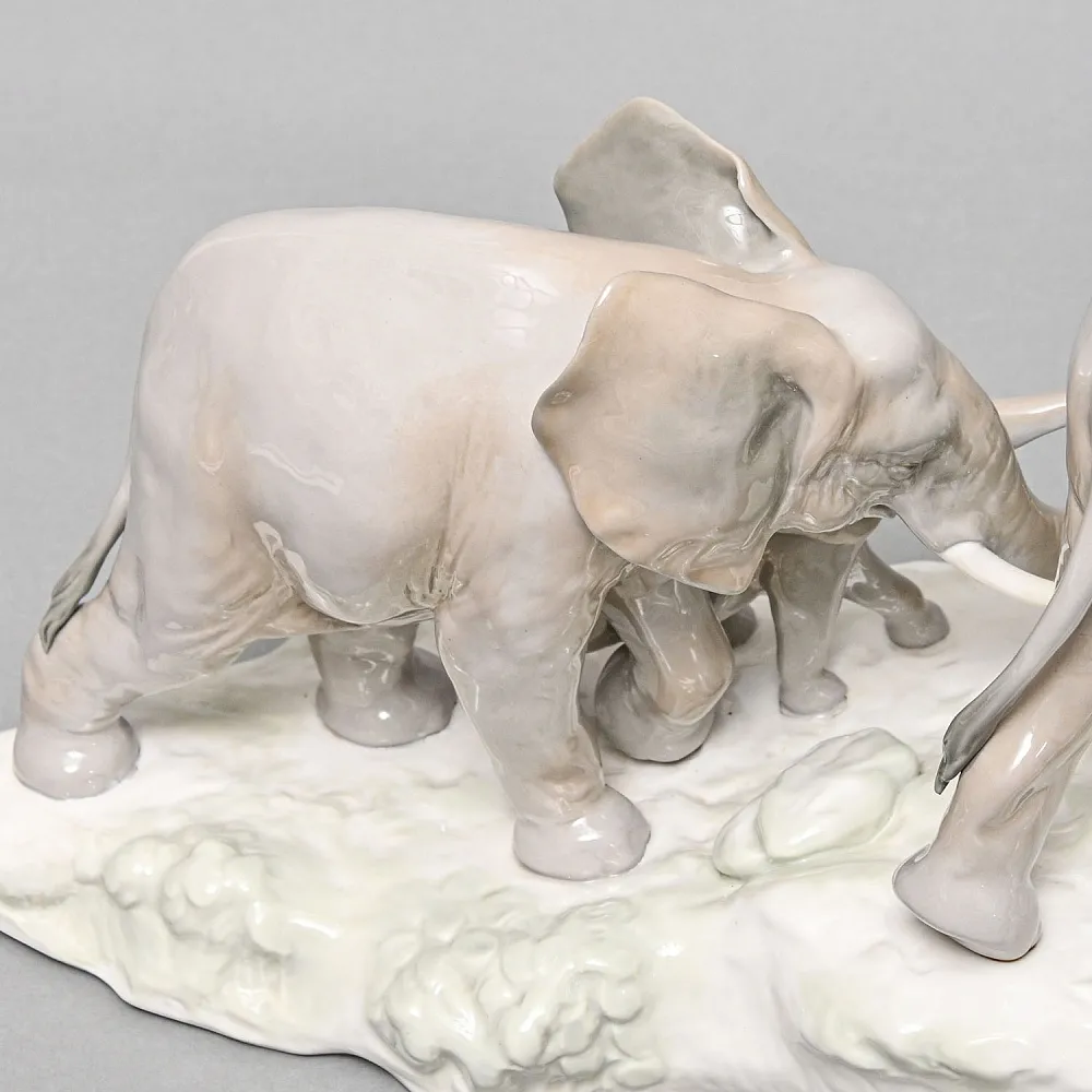 Редкая Коллекционная Фарфоровая Статуэтка «Слоны - Семья», Lladro, Испания -1977 год.