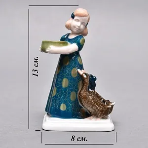  Антикварная Фарфоровая статуэтка «Девочка с утками», ROSENTHAL Германия, первая половина ХХ века.