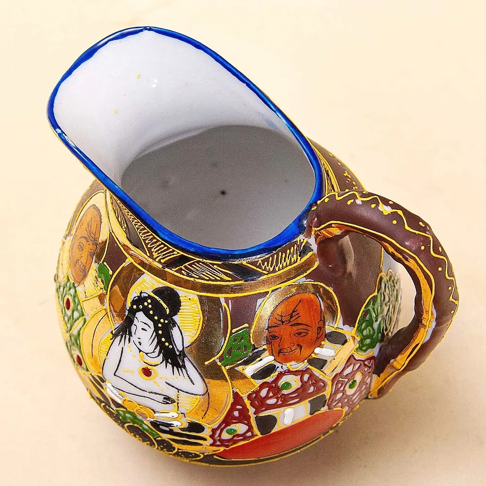 Антикварный Чайный фарфоровый сервиз в стиле Satsuma, Япония, FUTAJI, первая половина ХХ века.