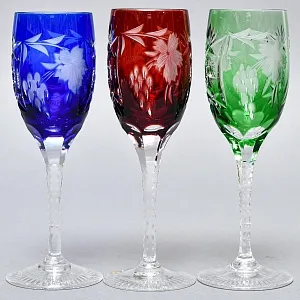 Набор 6-ть Фужеров серия «Prosecco - Виноград» Цветной Хрусталь, NACHTMANN Германия, 60-е гг.